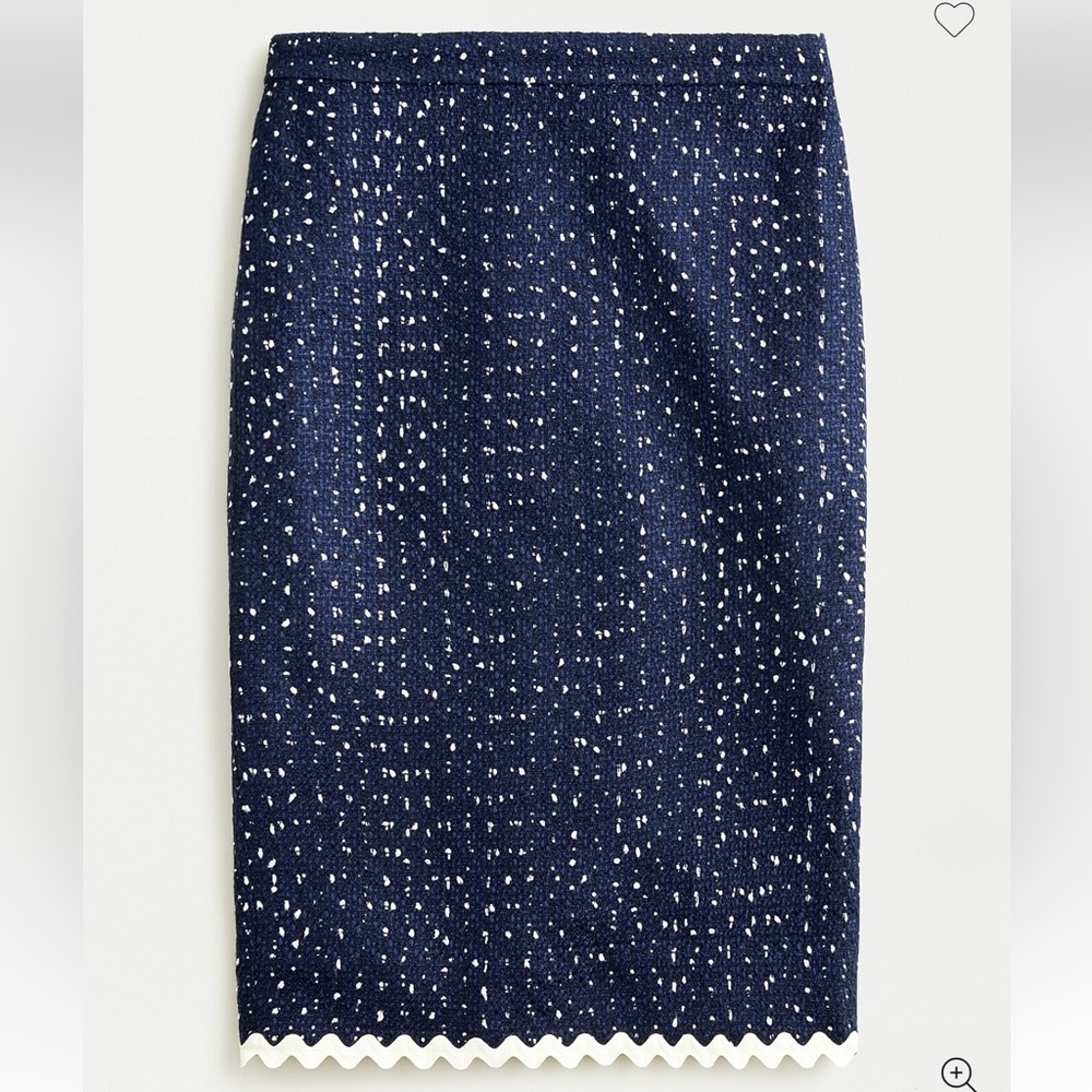 J.Crew No. 2 Pencil Navy Spotted Tweed Skirt Sz. 6